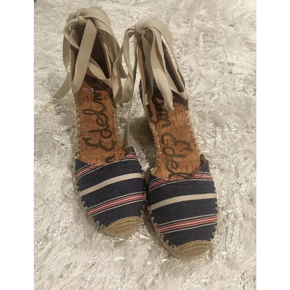 SAM EDELMAN Patsy Striped Wedges 9 - Picture 4 of 12